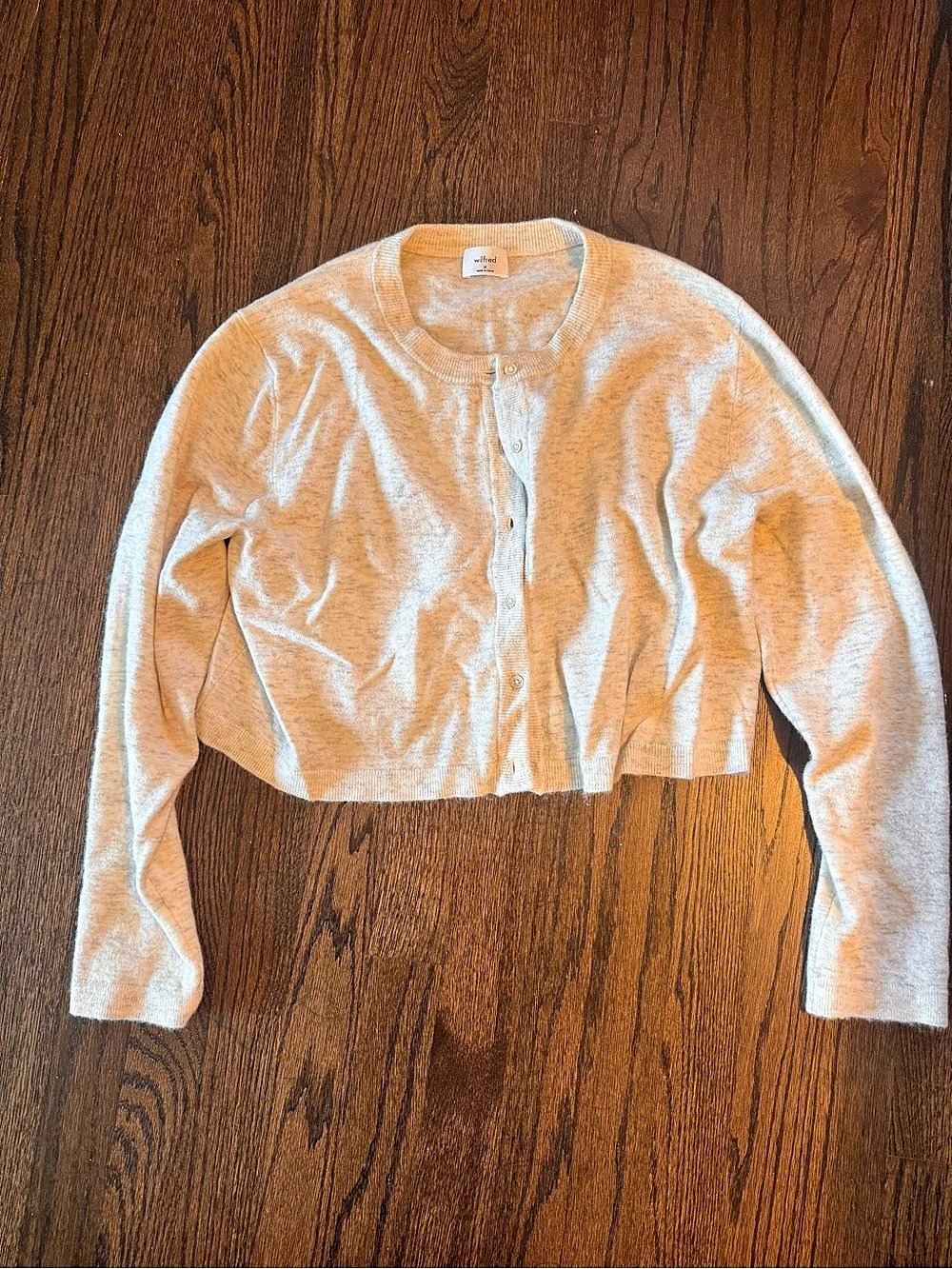 Wilfred brand Aritzia Cropped Button-Front Cardigan in Cream